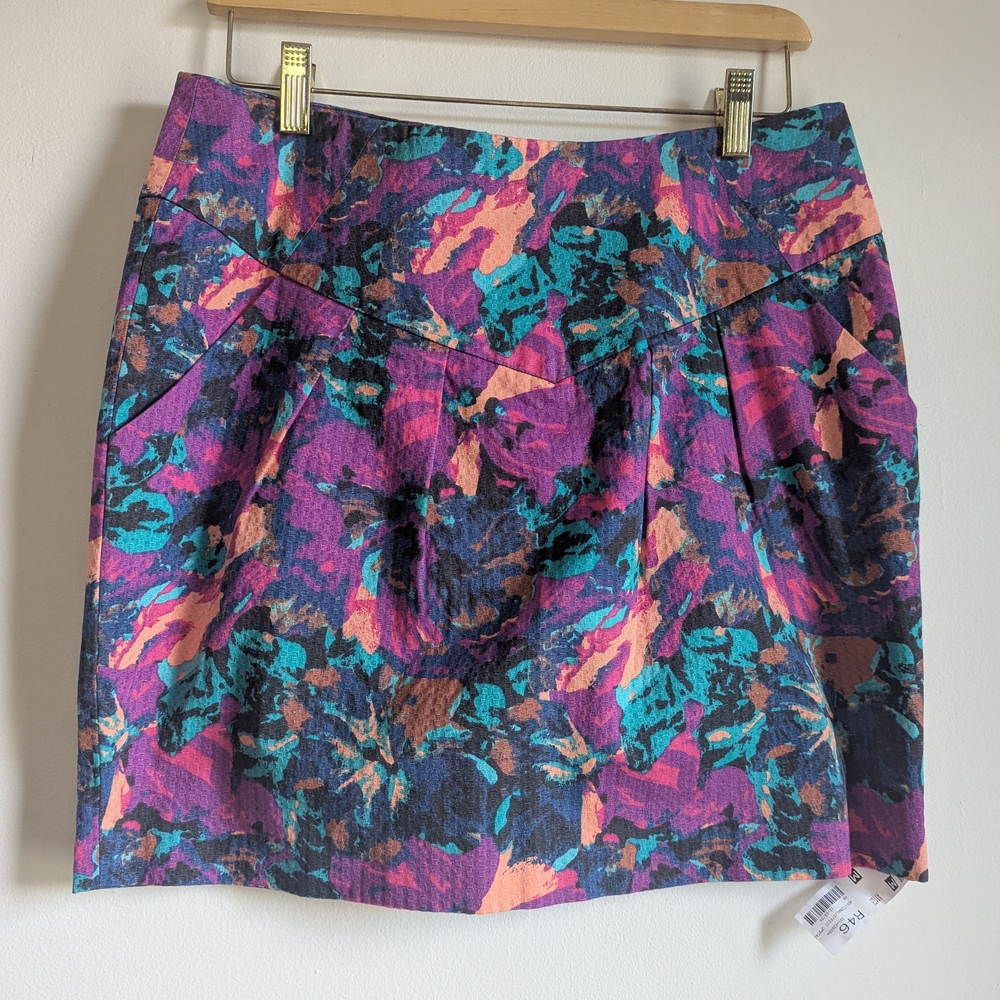 Silence + Noise Vibrant Navy Abstract Skirt